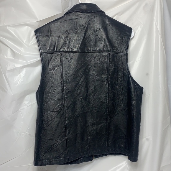 WOMEN’S Leather Works Black Genuine Leather Motorcycle Vest Zip Up Size 3XL - Picture 2 of 8